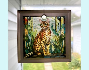 Bengalkatze Sonnenfänger / - Ornament - 3 ""Quadratglas."