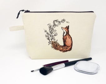 Embroidered Fox Cosmetic / Storage Case