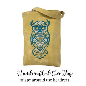Embroidered Owl Car Bag for storage/trash