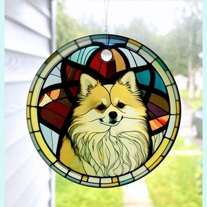 Pomeranian Dog Sun Catcher / Ornament - 3&quot; Round Glass