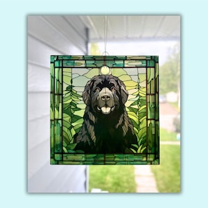 Newfoundland Dog Sun Catcher / Ornament - 3&quot; Square Glass