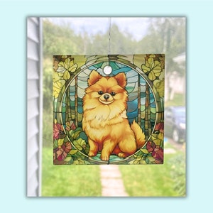 Pomeranian Dog Sun Catcher / Ornament - 3&quot; Square Glass
