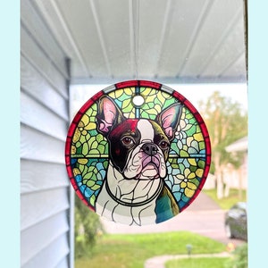 Boston Terrier Sun Catcher / Ornament - 3" Round Glass