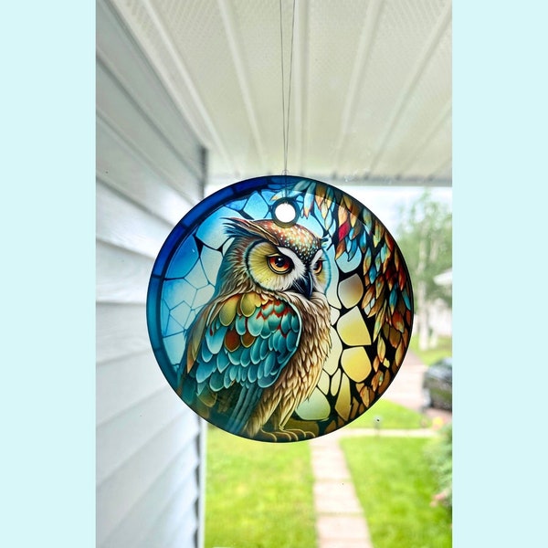 Owl Sun Catcher / Ornament - 3" glass