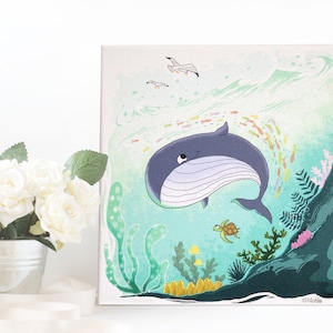 Druck auf Leinwand Illustration Wal 20x20 cm