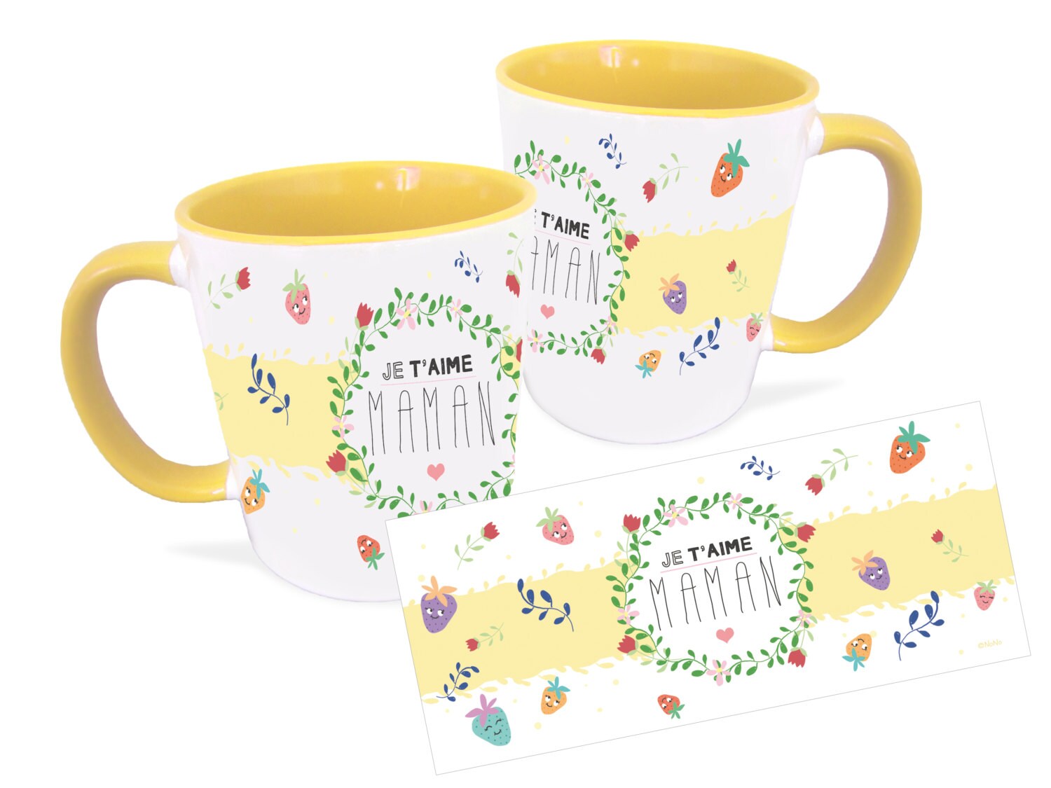 Mug Je T'aime Maman Jaune Cadeau Fête Des Mères en Céramique Pour Thé et Café