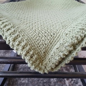 Baby afghan or lap blanket in olive green