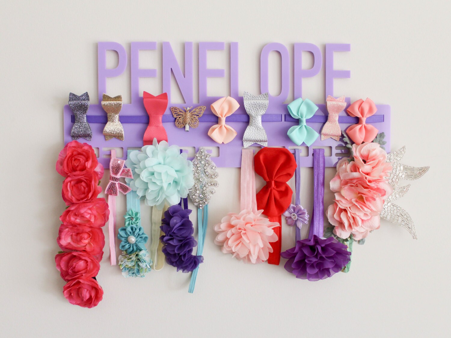 Hair Accessory Organiser Hanger Holder Mirror Glitter Wooden 50