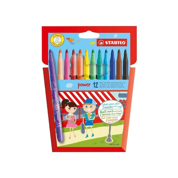 Felt Tip Pen | STABILO power | Assorted Colours | Various Wallet Sizes | Kid's Colouring | Children's Art and Craft | Stationery | Fibre-Tip