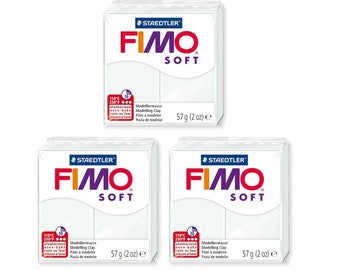 FIMO Polymer Clay | Modelling Clay | Soft | White 3 Pack | Arts and Crafts | DIY | Oven-bake Clay | Moulding Sculpting | Craft Supplies