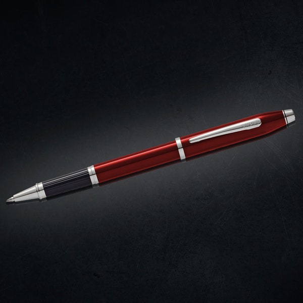 Cross Century II Rollerball Pen | Medium Nib | Red and Chrome Barrel | Black Ink| Gift Boxed | Smooth Pens | Stationery for Office Work etc