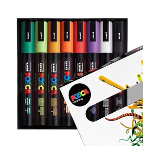 POSCA Medium PC-5M Art Paint Marker Pens Drawing Drafting Poster Coloring  Markers Gift Sets of 8 Fabric Metal Paper Terracotta Stone 