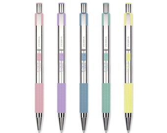 Zebra F-301 Metal Retractable Ballpoint Pen | Pastel Stationery | Cute School Supplies | Black Ink | Pink, Purple, Blue, Green, Yellow