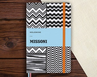 Moleskine | Missoni Edition Note Book | Black and White Hardcover Notebook | 13x21cm Large | Ruled Pages | Stationery for Work, Office