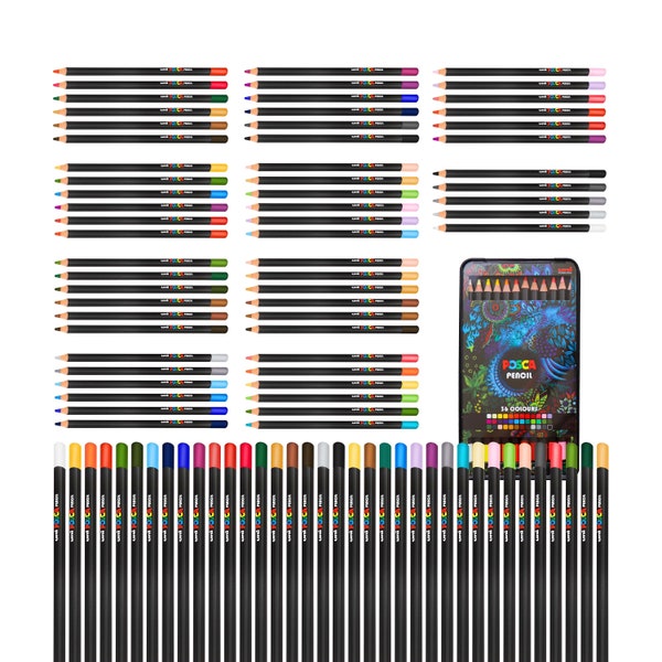 POSCA Coloured Pencils Oil and Wax based Professional Artist Colouring Pencils | Drawing Sketching Artwork | Arts and Crafts | Artwork