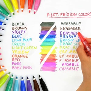 Pilot FriXion Colors Erasable Felt Tip Marker Pens Medium Tip Assorted Colours Temporary Fabric Fibre Tip Markers Fun Stationery image 1