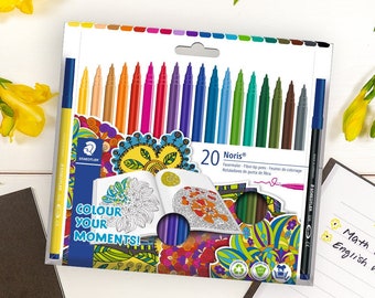 STAEDTLER 326 C20 G | Fibre-Tip Felt Tip Pens in Cardboard Pack | Assorted Colours (Pack of 20) | Colouring Pens Adult Drawing Stationery