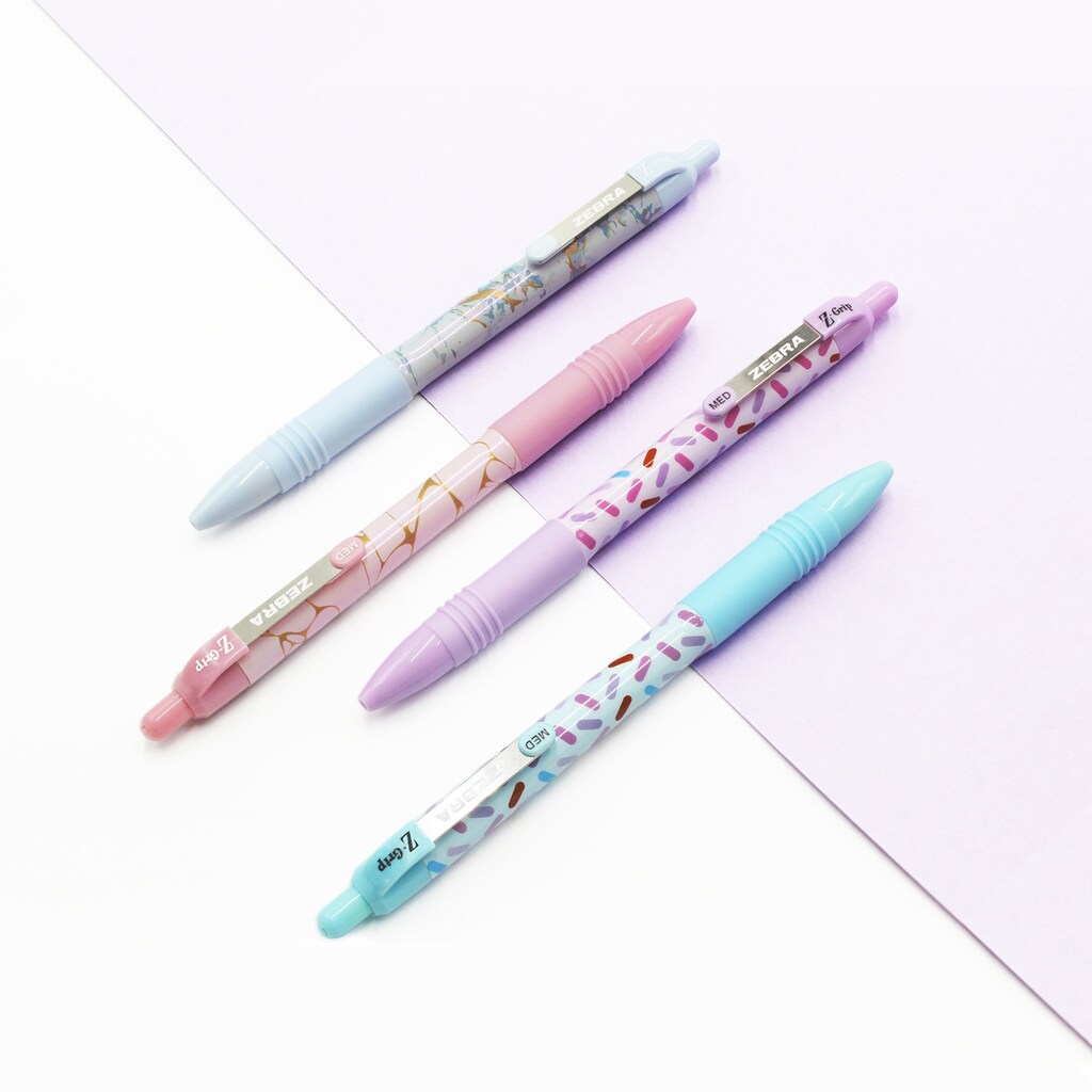 Zebra Z-Grip Smooth Penna A Sfera 1.0 Mm – Inchiostro Nero – Confezione Da 4 – Colori Sweetie/Blush