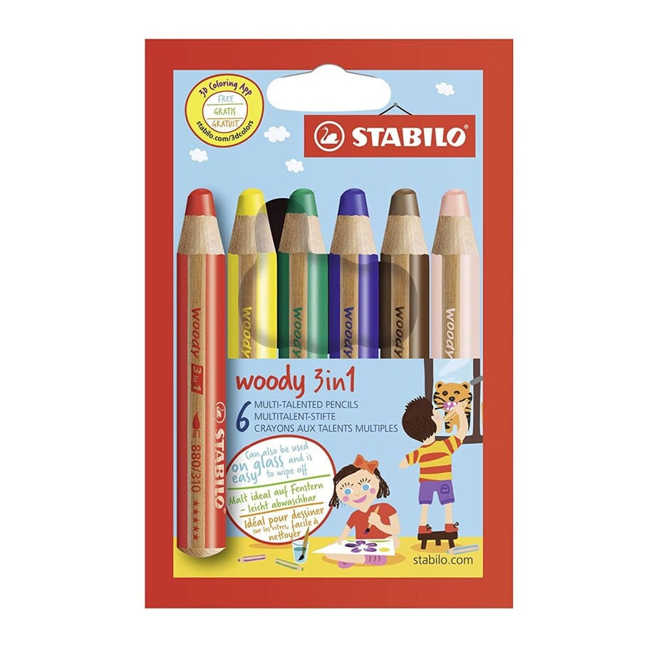Stabilo Woody 3 in 1 Crayon Pencil – Single Colours – Collage Collage