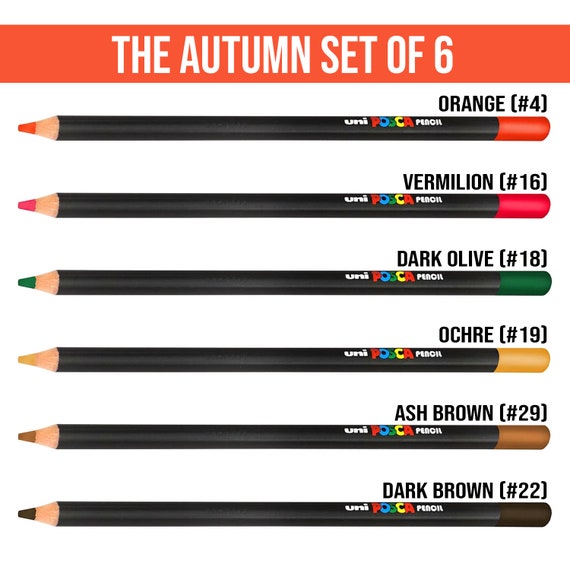 Uni POSCA Pencil - Oil Colouring Pencil - KPE-200 - 1 of Each Colour - 36  Set