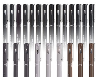 Uni Pin | Fineliner Pens | Black, Dark Grey, Light Grey, Sepia Ink | Fine Line | Brush Pens | Technical Drawing | Singles, 3 Packs, 6 Packs