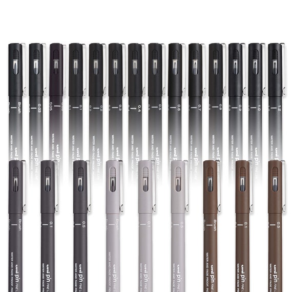 Uni-ball PIN Fine Line Pens - Black, Sepia and Grey