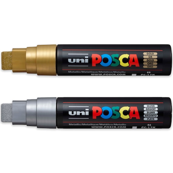 POSCA PC-17K Art Paint Marker Pens Metallic Pack of 2 XXL Chisel