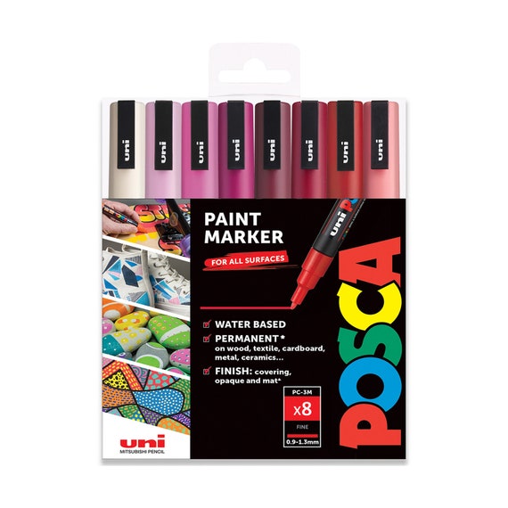 Buy Uni POSCA PC-3M Art Paint Markers Set of 8 in Gift Box Red Tones Online  in India 