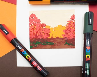 POSCA Medium PC-5M Art Paint Marker Pens Gift Set of 4 Warm Neutral Tones  Drawing Poster Pen Ivory, Beige, Light Orange & Brown 