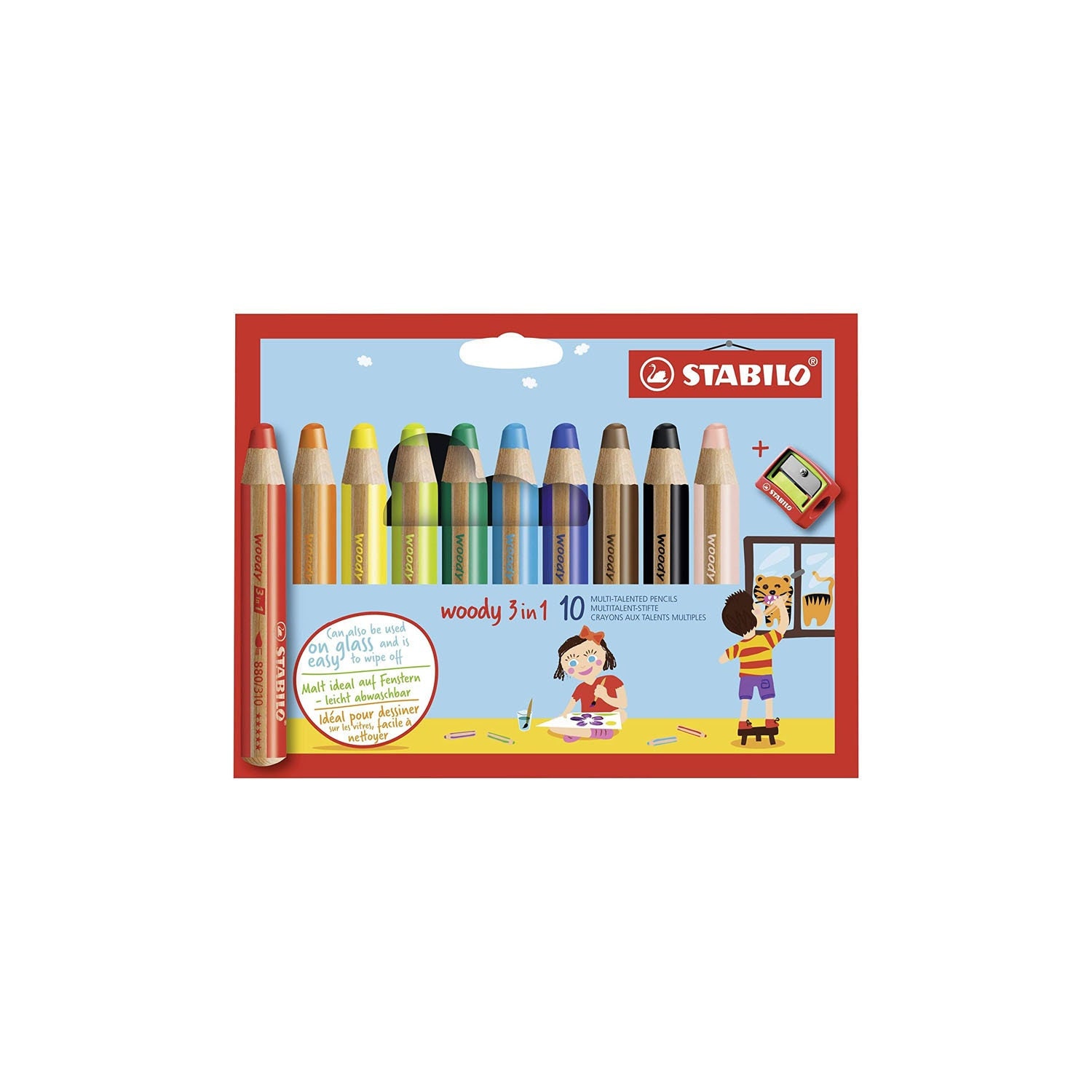 Stabilo Woody – Crayons Multi-talents 3 En 1, Avec Affûteur, 6/10