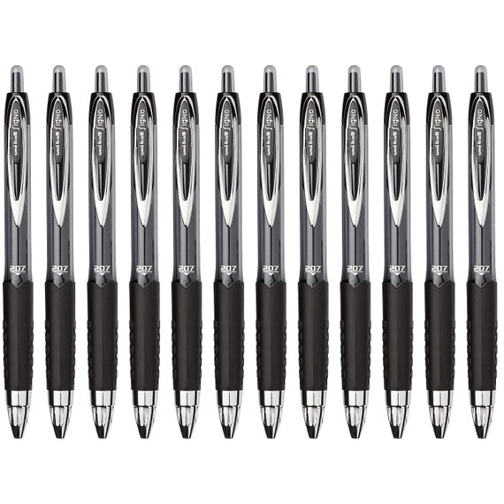 Uniball Signo 207 Gel Pen Pack, 0.7mm Medium Pens, Ink Pens, Office 12  Black