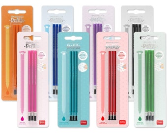 Legami Refill for Erasable Gel Pen | Sets of 3 | 13cm | Thermosensitive Ink | Black, Blue, Red, Green, Purple or Turquoise Colours