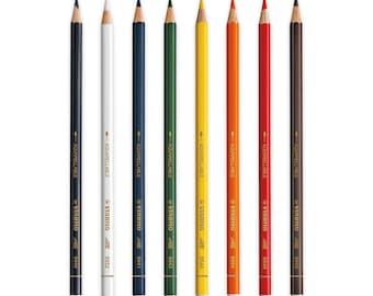 STABILO Tous les crayons graphite et crayons de couleur | Presque toutes les surfaces | 8 couleurs aquatiques | Verre, métal, plastique, pierre, papier et porcelaine