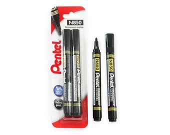 Pentel N850 Black Bullet Tip Permanent Marker Pens Metal Glass Wood Office Label