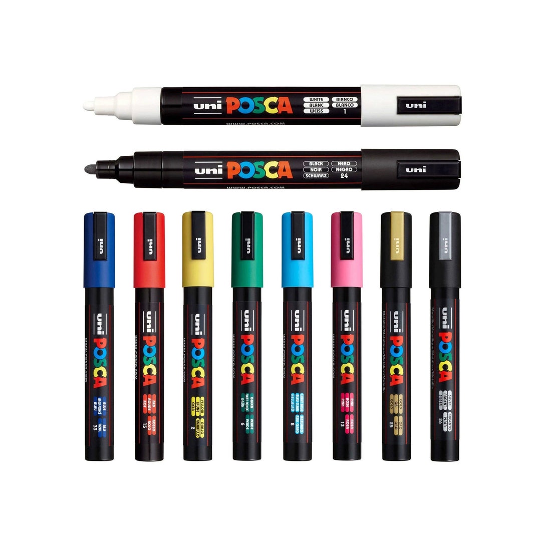 POSCA Medium PC5M Art Paint Marker Pens Popular Colours 10 Set Drawing Drafting Poster Coloring