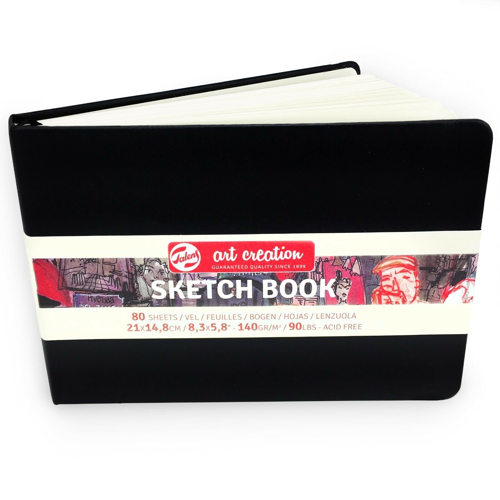 Royal Talens – Art Creation Hardback Sketchbook – 80 Sheets – 140gsm – 13 x  21cm – Red Cover