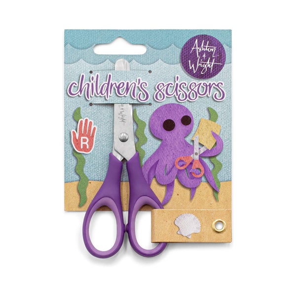 Ashton and Wright | Children's Scissors | 5" / 12cm | Right Handed | Purple | Kid's Crafts | Kid's Stationery | Single Pair