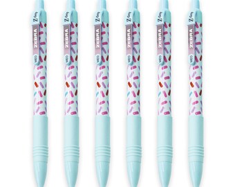 Zebra Z-Grip Smooth Pastel Ballpoint Pen Set | 6 Pack | Black Ink | Novelty Cute School College Office Stationery Supplies | Sweetie Blue