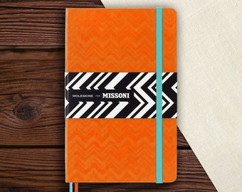 Moleskine | Carnet de notes édition Missoni | Carnet à couverture rigide orange | 13x21cm Grand | Pages lignées | Concepteur | Livre blanc amusant et lumineux