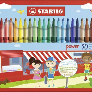 Filzstift STABILO power farblich sortiert Verschiedene Brieftaschen-Größen Kinder Ausmalen Kunst und Handwerk für Kinder Schreibwaren Faser-Tipp 30