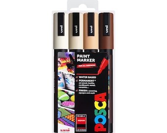 POSCA Medium PC-5M Art Paint Marker Pens Gift Set of 4 Sunset Tones Drawing  Poster Markers Coral Pink, Red Wine, Violet & Lilac 