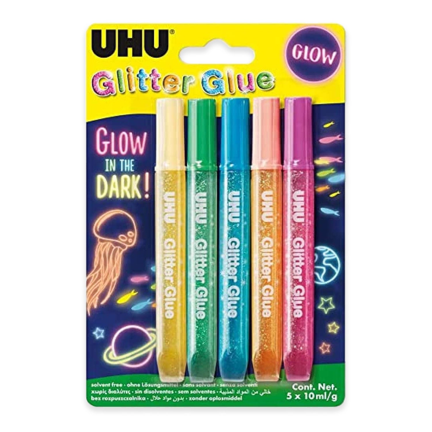 Colorations Glow in The Dark Glue, 4 oz - Set of 4