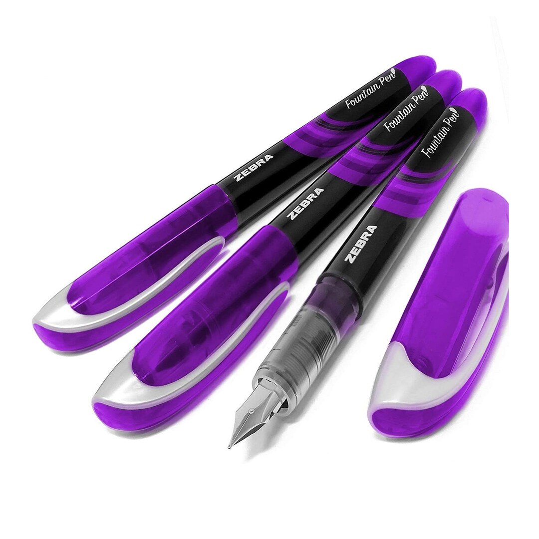 Zebra Fuente Disposable Fountain Pen Set Purple Ink Pack of 3 Etsy