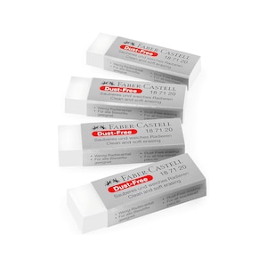 Faber-Castell Dust-Free Comfort Edge Eraser Rubbers - White - Pack of 4