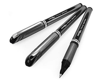 Pentel Energel BL27 Liquid Gel Ink Rollerball Pen - 0.7mm Metal Tip - Black Ink - Pack of 3