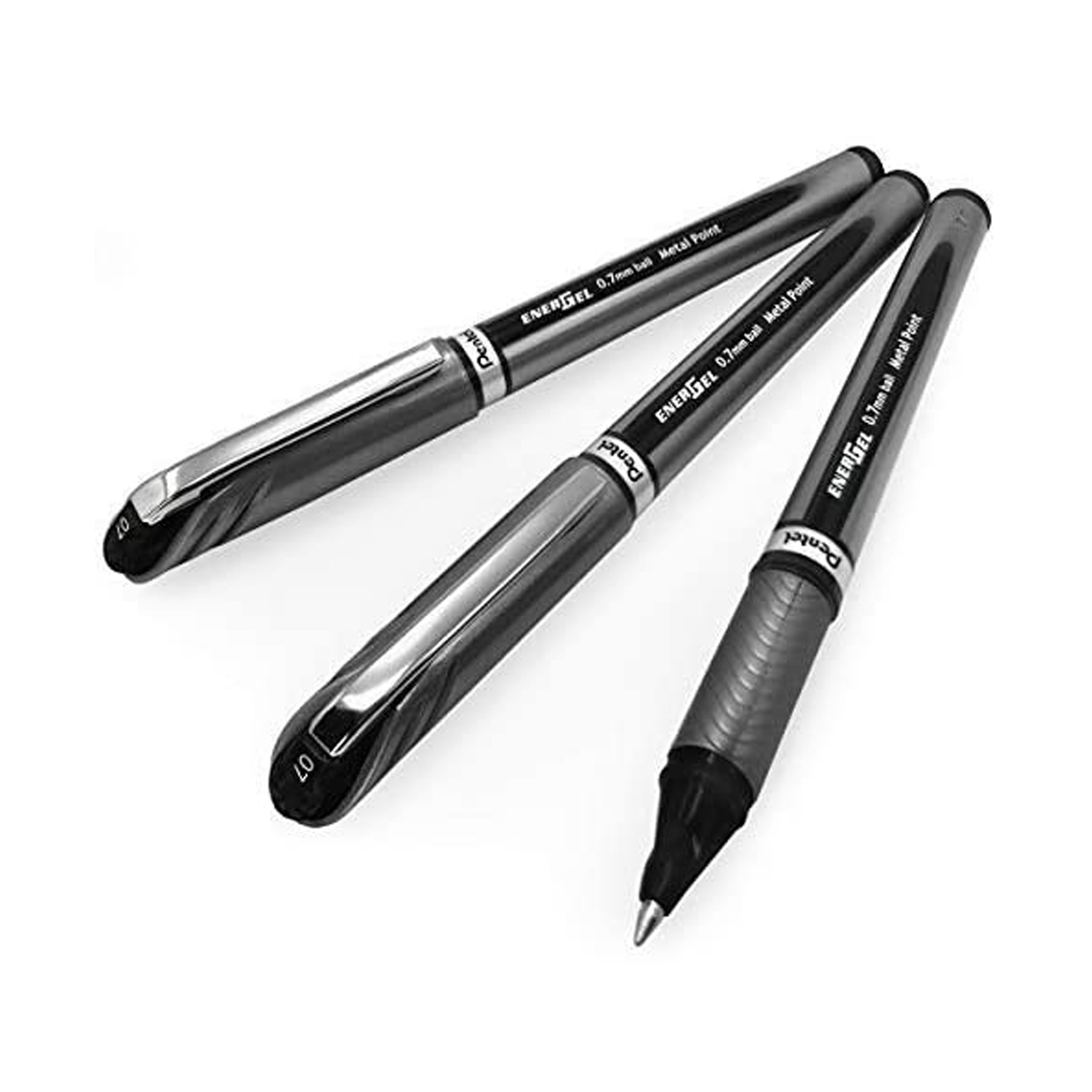 Pentel Energel BL27 Liquid Gel Ink Rollerball Pen 0.7mm Metal Tip Black Ink  Pack of 3 