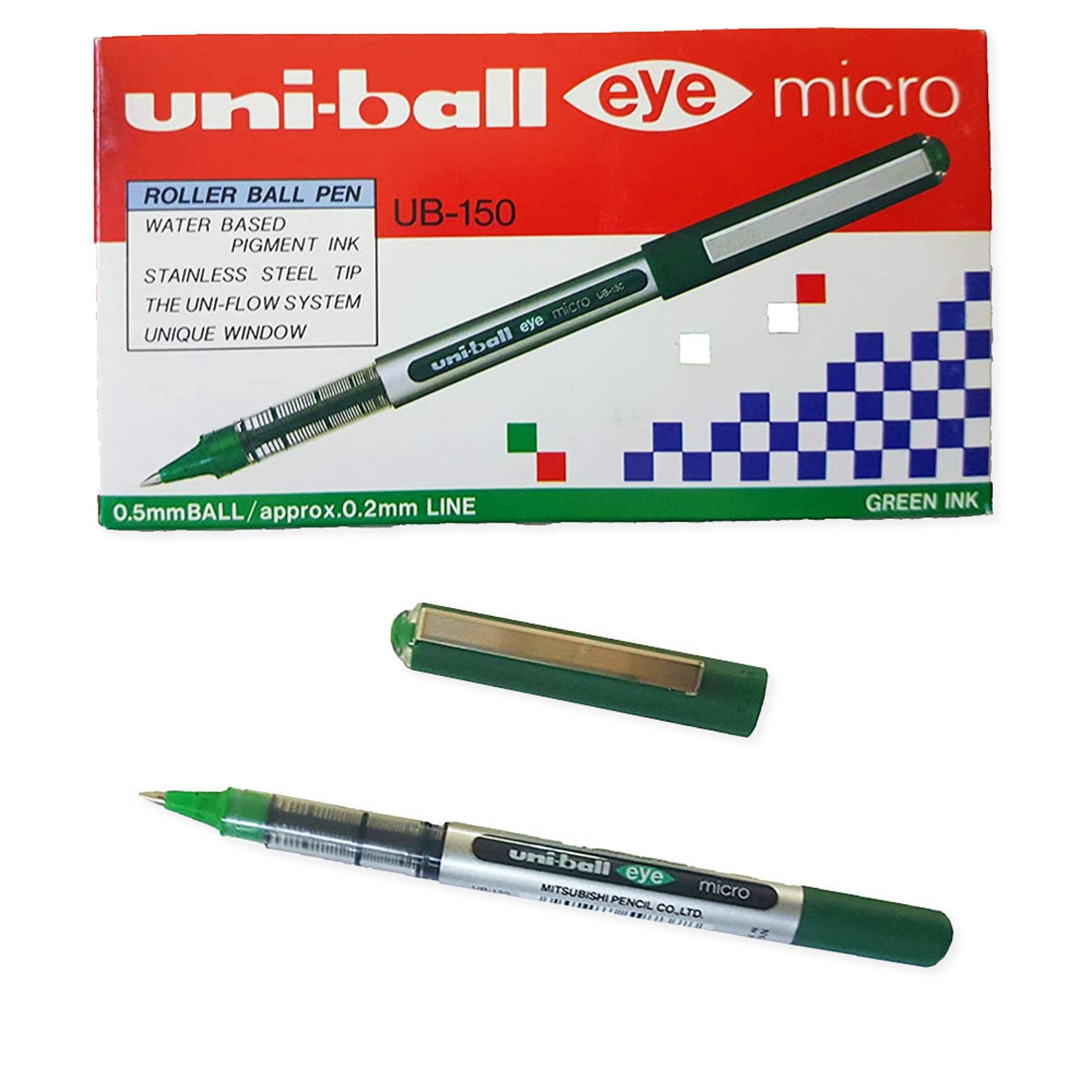Uniball Eye UB150 Green pack of 12 Micro 0.5mm TIP Etsy UK