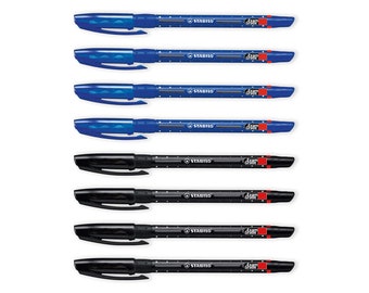 Stylos à bille | Niveau d'examen STABILO | Noir et bleu | Différentes tailles de paquets disponibles | Parfait pour les situations de style examen | Encre à débit facile