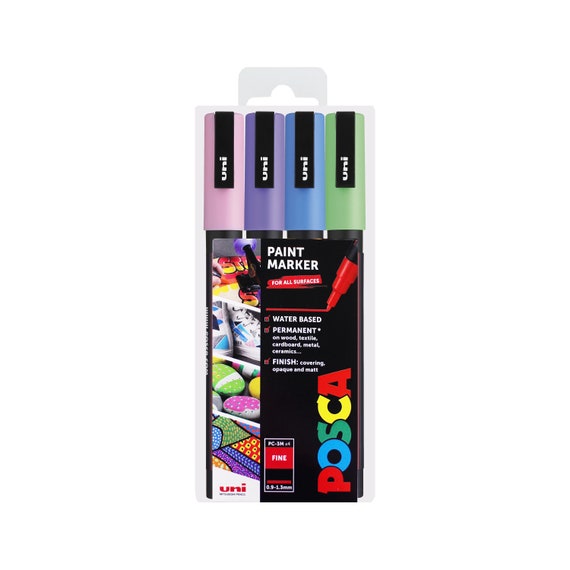 POSCA Fine PC-3M Art Paint Marker Pens Gift Set of 4 Pastel Tones