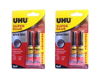 4 x UHU Super Super Kleber / Kleber - Extra Stark - Ultraschnell - 3g Tube (2 Doppelpackungen)